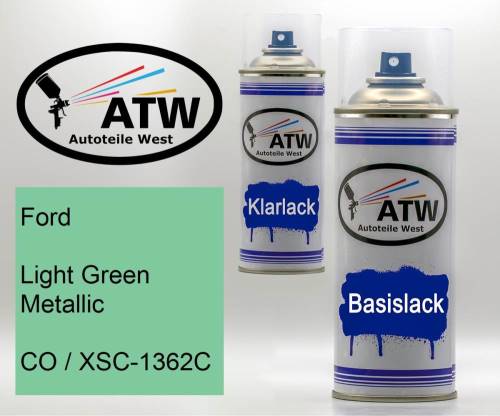 Ford, Light Green Metallic, CO / XSC-1362C: 400ml Sprühdose + 400ml Klarlack - Set, von ATW Autoteile West.